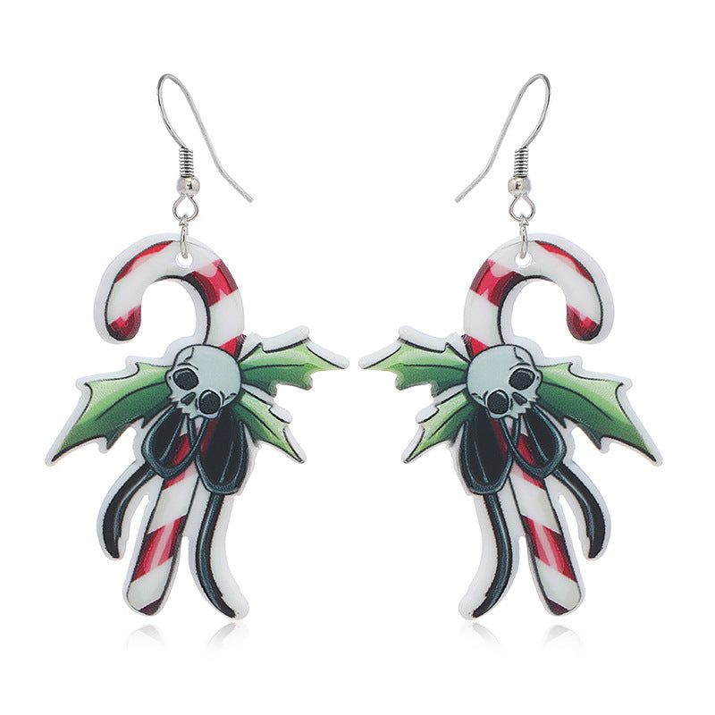 Wholesale Halloween Christmas Tree Bells Little Dinosaur Cane Demon Funny Earrings
